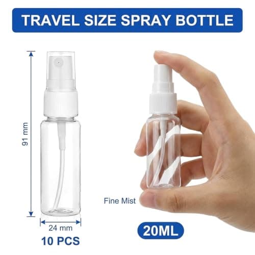 Lubentra 10 Pack Travel Bottles for Toiletries, 20ml Spray Bottles, Small Transparent Refillable Perfume Atomiser Empty Containers with Flip Caps for Body Spray, Toners, Rose Water, Cosmetics — view 2
