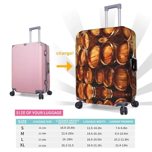 LEVNDIEJ Wine Cork Print Suitcase Covers For Luggage Elastic Luggage Cover Perfect For Travel Business Trips, White, M — view 6