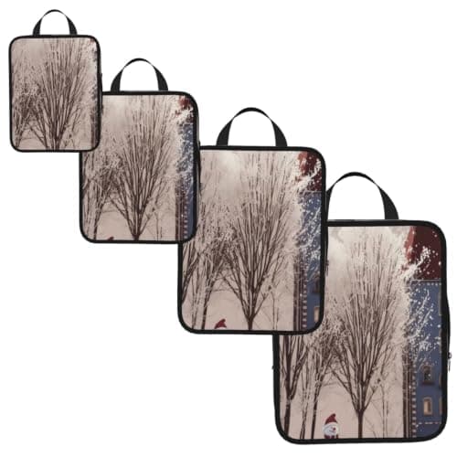Winter Landscape Print 4 Set Expandable Packing Organizers For Luggage Suitcase Travel Accessories — view 2