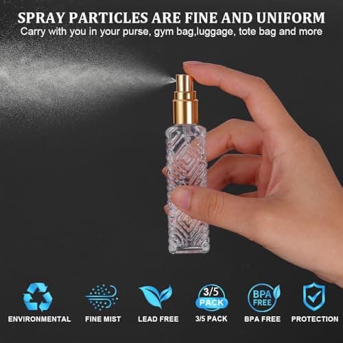 AOOWU Perfume Atomiser Bottles, 3Pcs 12ml Refillable Perfume Atomizer Empty Spray Bottles, Empty Glass Atomiser Spray Bottles, Portable Purse Pocket Handbag Perfume Bottle for Men and Women — view 5