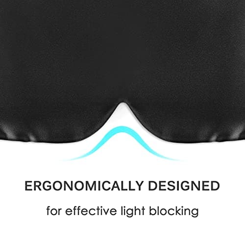 OLESILK 100% Natural Mulberry Silk Eye Mask for Sleeping, Large, Black — view 2