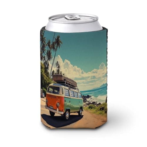 Reusable Neoprene Summer Road Trip Iced Coffee Sleeve Insulated Cup Holder for 16-20oz Tumblers Soft Protective Thermal Sleeve for Hot Cold Drinks Washable Cup Protector for Travel Office Commute