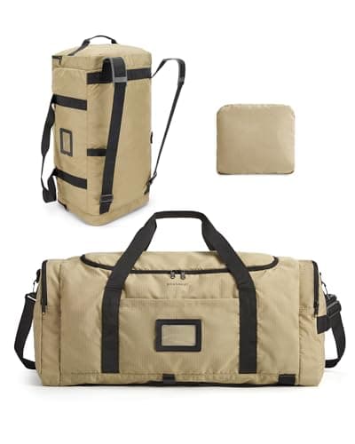 BAGSAMRT 60L Foldable Travel Duffle, Large Holdall Bag for Weekend Gym