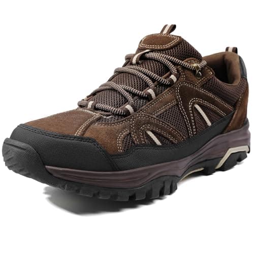 MIXIN Mens Hiking Shoes Lightweight Breathable Non Slip Low Top Walking Hiking Outdoor Shoes, brown, 10.5 UK