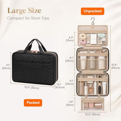 Lifewit Large Hanging Toiletry Bag, Travel Wash Bag, Onyx Black — view 4