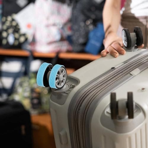 DIYEAH 4pcs Silicone Luggage Wheel Covers for Suitcase Sky Blue Quiet Shockproof Protection Easy Fit — view 6