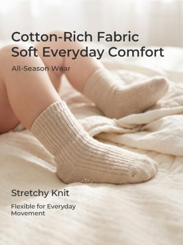 Bearbay Non-Slip Toddler Socks 9 Pairs Cotton Crew for Baby Boys Girls — view 3