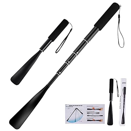 JJDPARTS Shoe Horn Long Handle,36.83" Retractable Shoe Horn,Aluminum Shoe Horn For Men Women Kids Seniors, Black