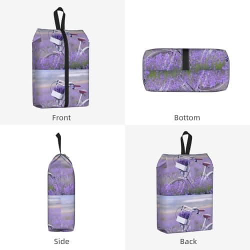Lavender Field Retro Bike Agriculture Print Waterproof Shoe Bag Travel Bag with Carry Strap Storage Bag Versatile Cosmetic Bag-2pcs — view 2