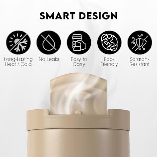 Mont-Clair Insulated Coffee Cup Travel Mug 550ml - Coffee Mug - 100% Leak-Proof - Keeps hot for 12 Hours - Travel Cup - Made of Recycled Stainless Steel (Earth) — view 2