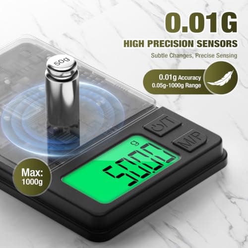 Diyife Rechargeable Small Pocket Scales with Cover,1000g/0.01g,4×2.6 Inches — view 3