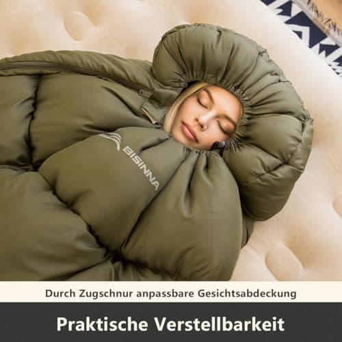 BISINNA Sleeping Bag for Adults Camping Graphene Polyester Low Noise - Water Repellent, Breathable - 220x90cm for 4 Seasons (1.8kg/2.5kg) (1.8kg) — view 4