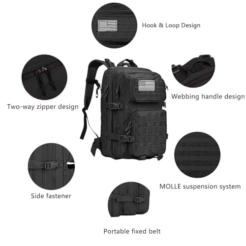 Geebymol 45L Military Tactical Backpacks Large Molle Army Assault Pack — view 4