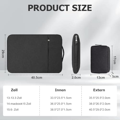 Flintronic Laptop Sleeve for 15.6 Inch, Portable Water Resistant Mens Lap-top Bag with Pockets and Compartments, Compatible with MacBook, Asus, Dell, HUAWEI 15.6 Inch Lap-top (Black) — view 2