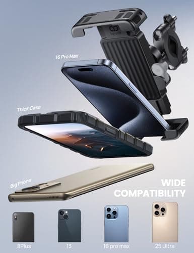 Lamicall Bike Phone Holder Bicycle - 【Foldable Clamp】 Motorbike Phone Holder, Universal Motorcycle Handlebar Clamp Mount for iPhone 17 16 15 14 13 Pro Max Mini Air Samsung S25 Ultra, All Phones - Gray — view 5
