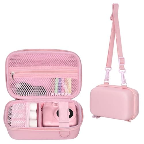 Leayjeen Kids' Instant Camera Case, Compatible with HiMont/Manttely/CAMCLID/GREENKINDER/Gofunly/Hangrui Brands, Includes Hand Strap and Shoulder Strap (Case Only) Pink