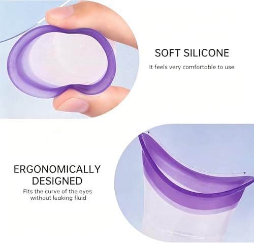 4 Pack Eye Wash Cups, Reusable Silicone Eye Bath Set, Portable Rinse Cups — view 3