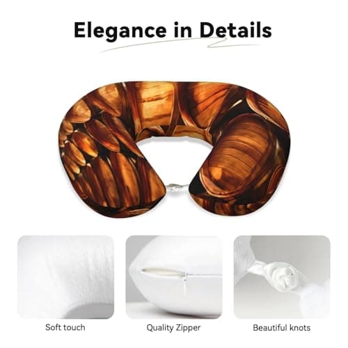 LIXLZH Wine Cork Print Lightweight Comfortable Breathable Polyester U-Shaped Neck Pillow Adults Pillow Rest — view 4