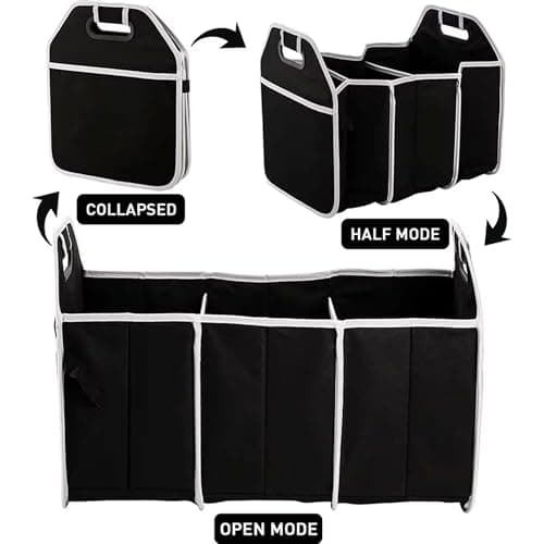 2-In-1 Car Boot Organiser - Non-Slip Tidy Boot Bag - Multi-Compartment Collapsible Folding Vehicle Storage Box Case With Base Pockets And Carry Handles For Shopping Essentials Tools — view 2