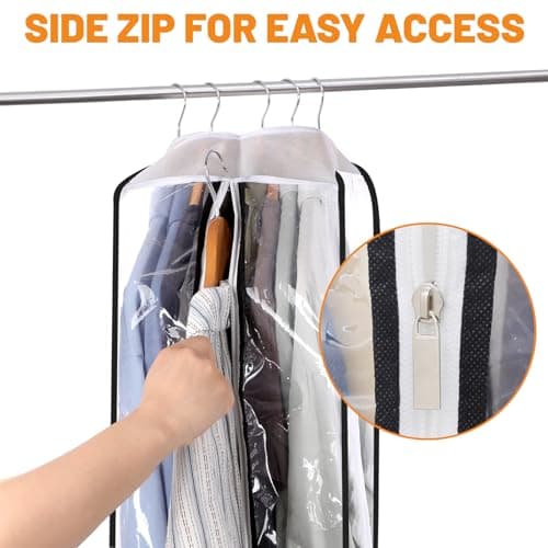 4 Pack Clear Garment Bags, 40/50 Inch Clothes Covers with 10 Inch Gusset — view 5