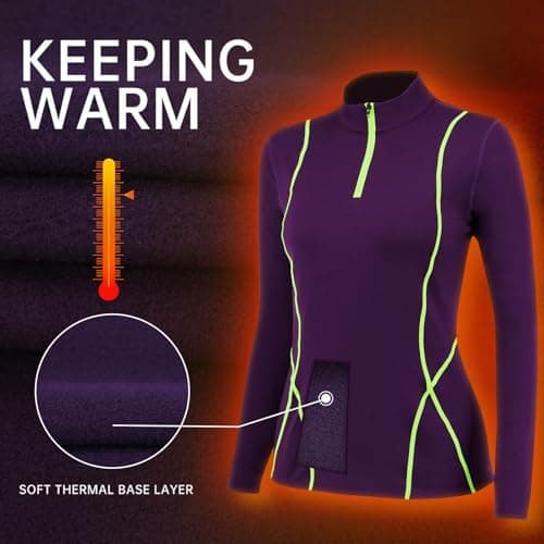TERODACO Base Layer Women Half Zip Ski Thermal Tops 02513 Purple M — view 4