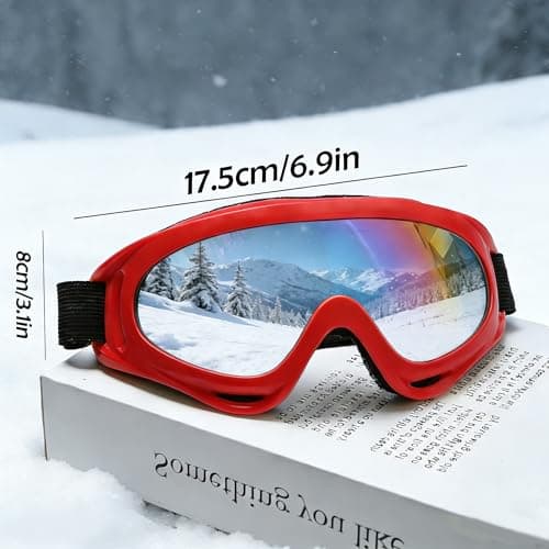 JIfengan Ski Goggles Snowboard Goggles - UV Adjustable Riding Offroad Protective Goggles, Cycling Motorcycle ATV Glasses Winter Snow Sports Glasses For Youth Men Women (Red) — view 2
