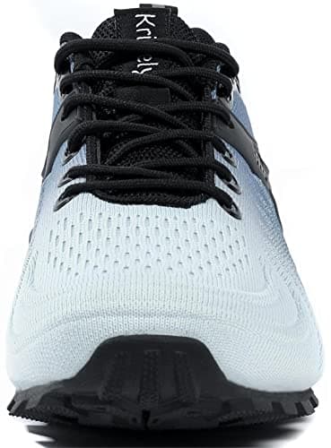 Kricely Mens Trail Running Shoes Breathable Lightweight Hiking Trekking Trainers Walking Shoes White Blue 10.5 — view 2