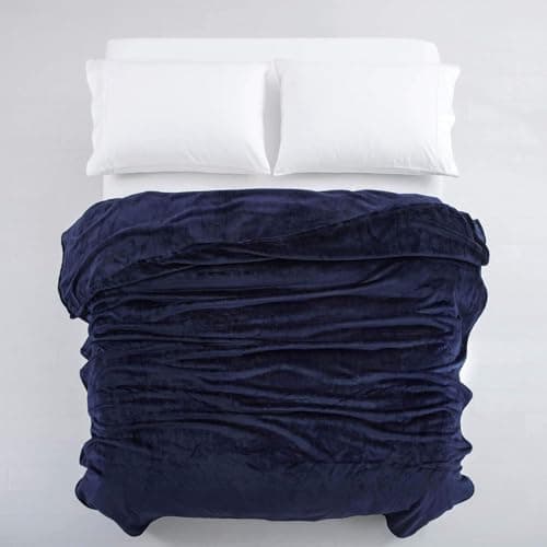 MOONLIGHT20015 Silk Touch Warm 2 Pack Fleece Blankets - 400 GSM Throws for Sofa Fluffy Blanket Bed Throw for Bedroom, Couch, Travel, Kids, Bedroom Accessories Navy, Twin/Double (150 X 200CM) — view 3