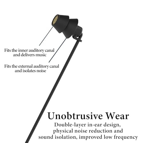 GEEKRIA Sleep Earplugs, 6.6 ft / 200cm Mono Earbud Single Ear Noise Isolating Earphone, 3.5 mm Tangle-Free Sleep Headphones for Side Sleepers In-Ear Wired Headphones (Without Mic/Black) — view 3