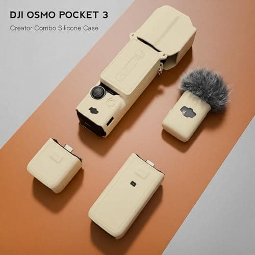 TYUANDOUER Protective Case for DJI Osmo Pocket 3 / Xtra Muse Camera, Soft Silicone Cover with 2 Screen & Lens Protectors, Full Body Anti-Scratch Slim Fit Accessories for Pocket 3 (Beige Apricot) — view 2