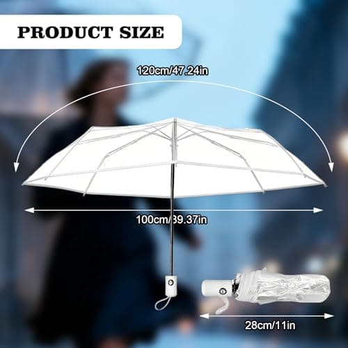 Puniama Clear Dome Umbrella, Windproof & Rainproof, 8 Ribs, Compact Folding Travel Umbrella for Men & Women, Portable See-Through Umbrellas for Weddings & Everyday Use — view 2