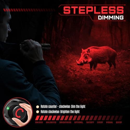DARKBEAM Red Light Torch LED Rechargeable Stepless Dimming,Focus Adjustable — view 3