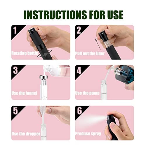 IRON BILL 8ML Mini Atomizer Perfume Travel (Matte Black&Silver&Pink) Refillable Bottle Portable Spray Bottle for Cologne and Perfume (3pcs) — view 5