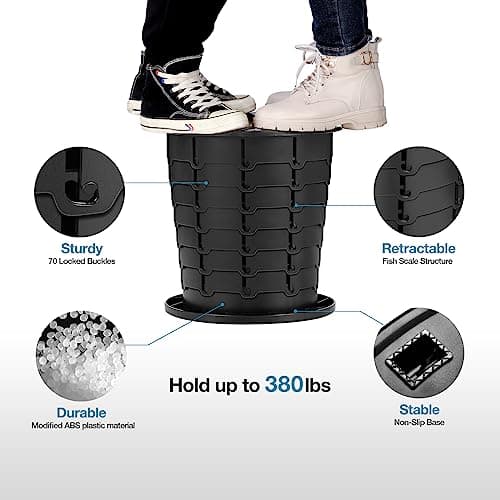 TRIPTIPS Upgrade Retractable Portable Toilet Foldable Height Adjustable Travel Toilet for Car Camping Toilet Portable Potty for Adults and Kids, Portable Toilet for Camping, XL Size (Black-13'') — view 4