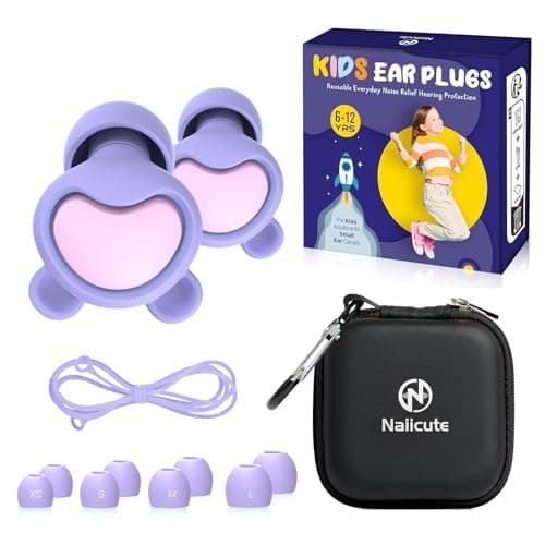 Naiicute Kids Ear Plugs 6-12yrs, Reusable Noise Reduction 26dB Ear Defender
