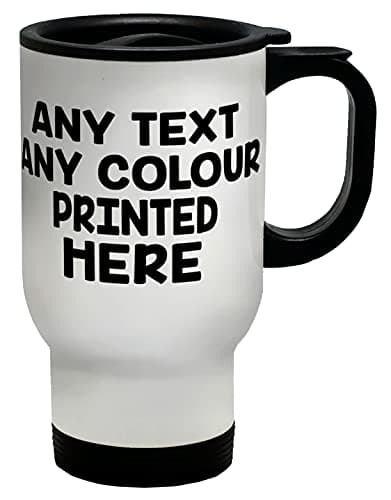 Shopagift Personalised Travel Mug Any Text Message Birthday Mother's Father's Day Custom Work Company Logo Coffee Tea Cup Gift