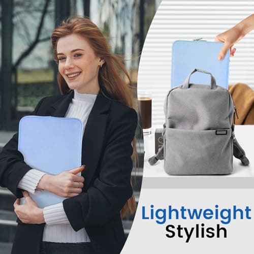 Aucase 13 13.3 14 inch Laptop Sleeve Leather Case, Water Resistant Puffy Protective Bag for Macbook Pro 14 Macbook Air 13 inch/HP/LENOVO/ACER/ASUS/DELL Chromebook Matebook 14 — view 6
