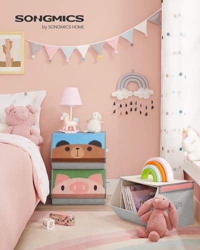 SONGMICS Kids Storage Organisers, Set of 3, Stackable Toy Boxes — view 3