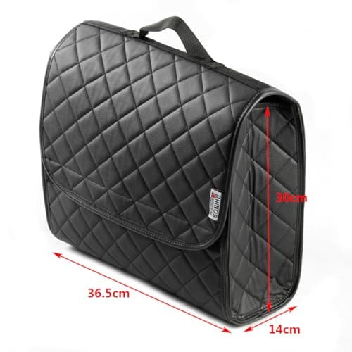 COMPATIBLE WITH AUDI TT ROADSTER (2006-2014) - Boot Tidy Organiser Compact Storage Car Trunk Anti Slip Bag Leather Square Quilted Black - Gift Idea — view 3