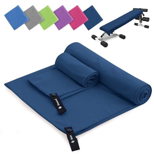 Sinand Microfibre towel 2 Pack |160x80cm+80x40cm| Ultra Lightweight Gym Towel, Quick Dry Microfiber Towels for Sports Travel Camping Beach Swimming (Navy blue)