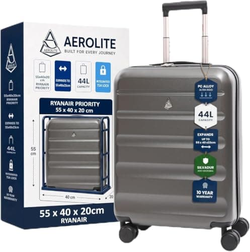 Aerolite 55x40x20 Premium FlexShell Expandable Ryanair Priority Suitcase