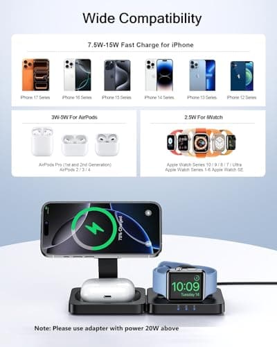 ADADPU 3 in 1 Wireless Charger (20W Power Adapter Included) — view 5