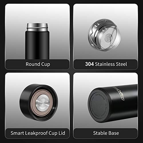 SOUSLOW Travel Mugs Keep Cooling and Keep Warm Temperature Display Vacuum Insulated Water Bottle,Leak Proof, Stainless Steel Coffee,500ml Capacity,(Black) — view 4