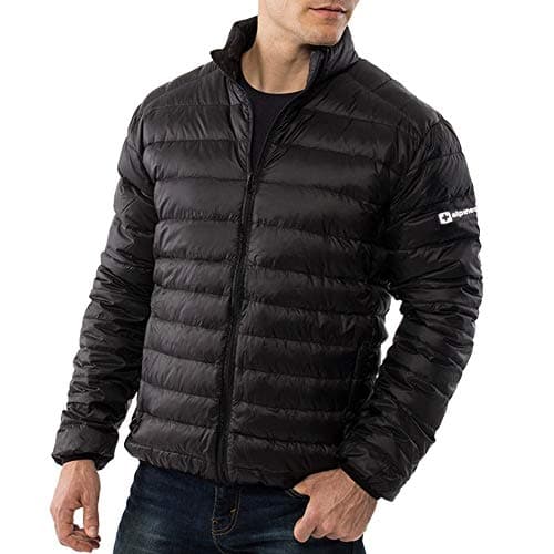 alpine swiss Niko Men’s Puffer Jacket | Warm Down Alternative Insulated Coat | Packable, Water-Resistant & Windproof Winter Outerwear with Zipper Pockets BLK XL