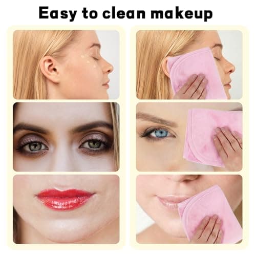 Lanjue 7-Pack Mixed Makeup Remover Cloths Set, Reusable Flannel Face Towels — view 4