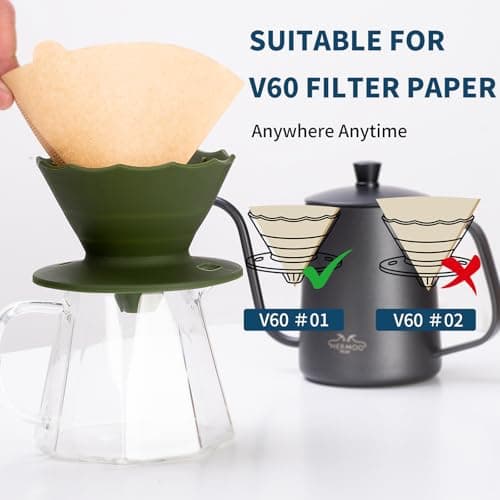 MERMOO YILAN Collapsible Coffee Dripper, Silicone Pour Over Coffee Filter Holder - Portable Reusable Foldable Coffee Maker Cone for 1~2 Cups, Travel, Camping, Gift (Green) — view 6