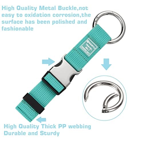 2PCS Heavy Duty Add a Bag Luggage Strap Jacket Gripper,Carry-on Baggage Suitcase Straps Belts Travel Accessories,Carry Your Extra Bag Straps(Teal) — view 4