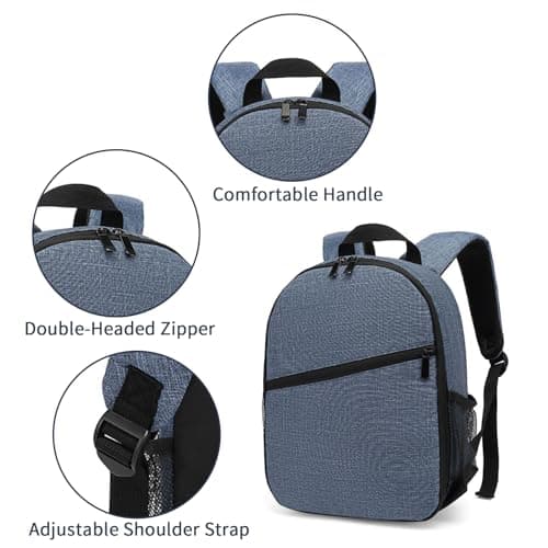 Nayubo Small Camera Backpack for DSLR SLR Mirrorless Camera Outdoor Travel Hiking Photography Waterproof Unisex Camera Case Compatible with Sony/Canon/Nikon/Fuji (Blue) — view 3