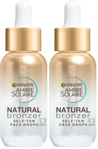 Garnier Ambre Solaire Fake Tan, Tanning Drops, Natural Bronzer Self Tan Drops for Face, with Hyaluronic Acid & Coconut Water, Gradual & Natural Looking Tan, Vegan Formula 30ml (Pack of 2)