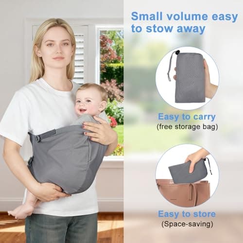 AUYAO Baby Sling Carrier Portable Breathable Toddler Sling Thick Shoulder Strap 3D Mesh Wrap Sling Wrap Baby Carrier Adjustable Baby Hip Sling Carrier for Newborn Up to 0-36 Month(Leaf Pattern) — view 6